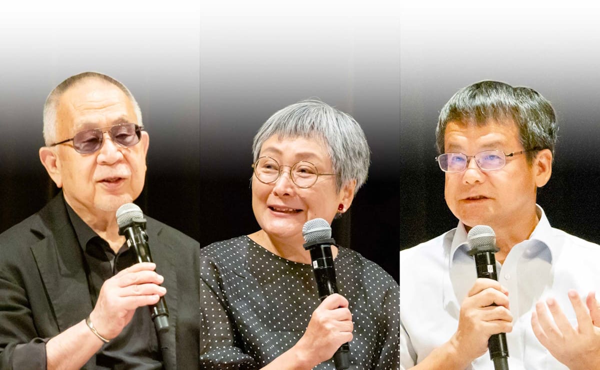 トークセッションの様子。左から小泉堯史さん、 柳沢芙美子さん、海堂尊さん