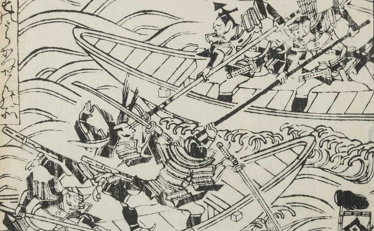 武田水軍と北条水軍が激突した駿河湾海戦の様子（『北条五代記』10巻より、国立国会図書館蔵）